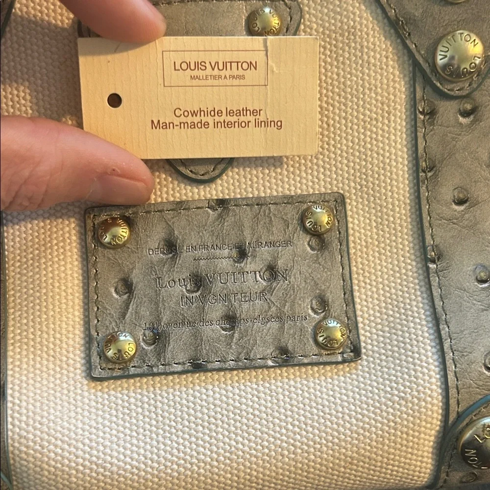 Louis Vuitton Cream Canvas Satchel with Taupe Leather Trim and Gold Hardware - Picture 2 of 2